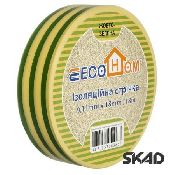 ECO0150020018, Лента изоляционная ECO 0,11мм x 18мм / 18м желто-зеленая