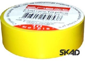e.tape.pro.10.yellow,  Изолента из самозатухающего ПВХ, желтая (10м)