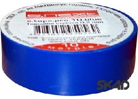 e.tape.pro.10.blue,  Изолента из самозатухающего ПВХ, синяя (10м)